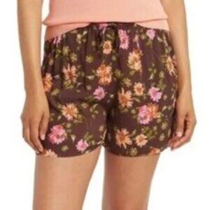 DR2 Brown Floral Paperbag Shorts with Drawstring Size L - NWT